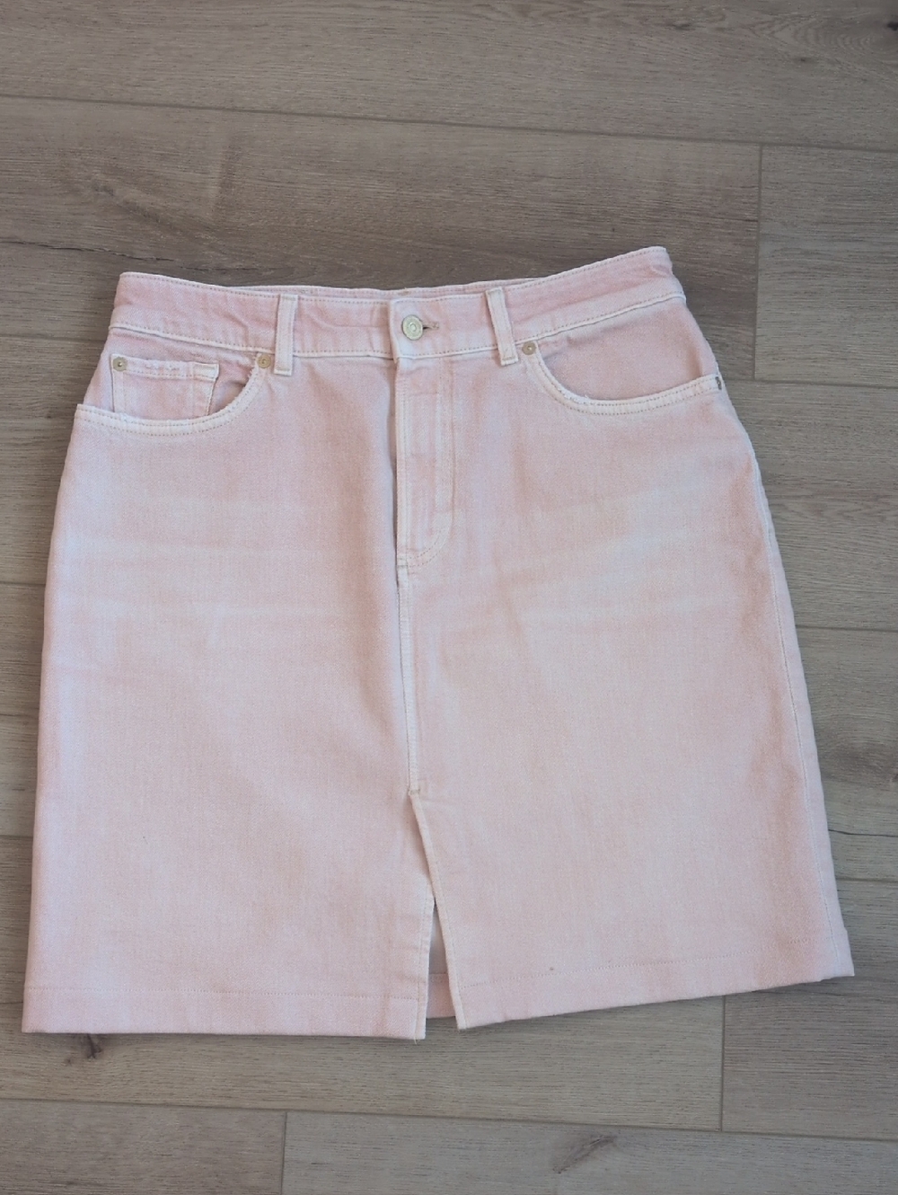 7 For All Mankind Blush Pink Denim Skirt